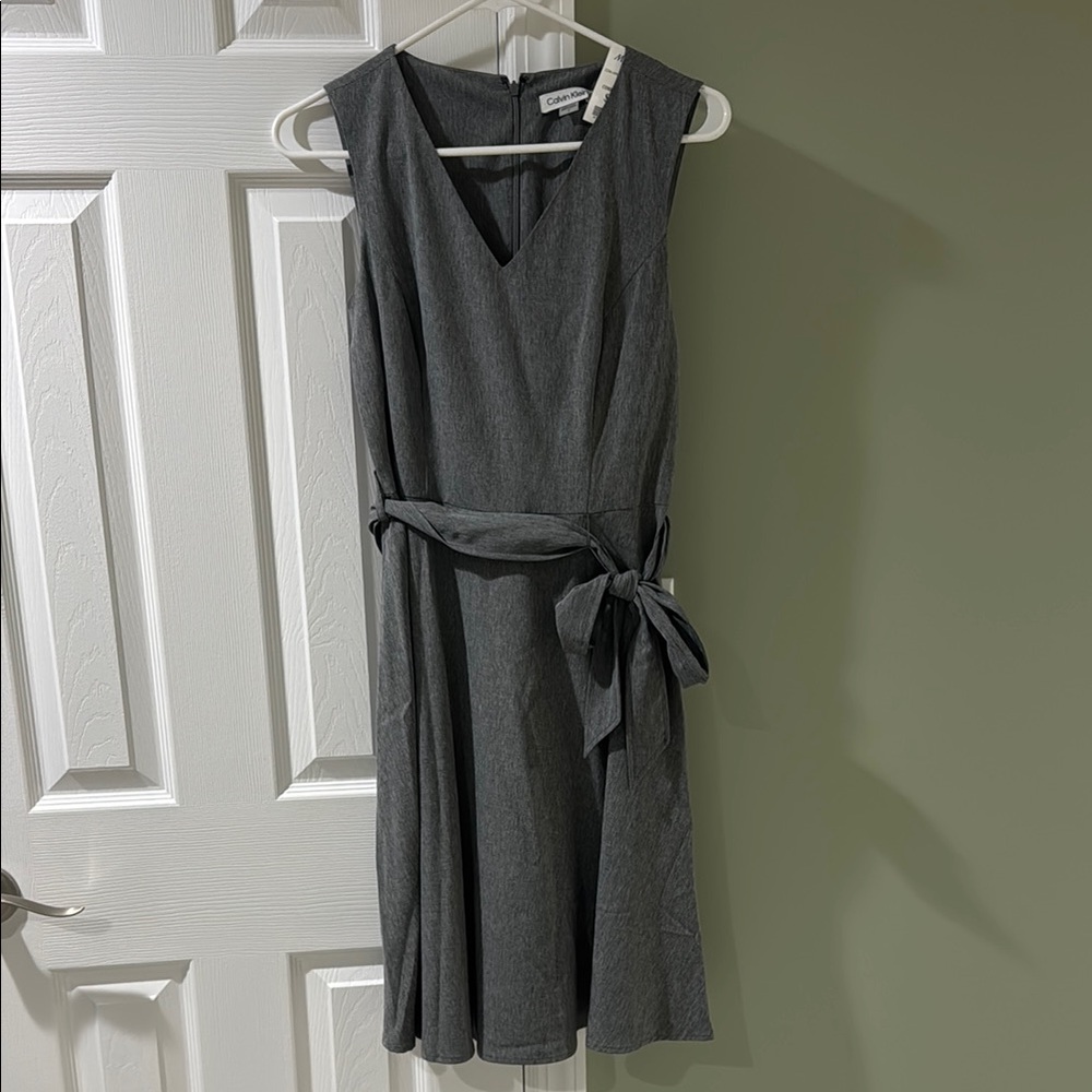 Calvin Klein Gray Sheath Midi Dress